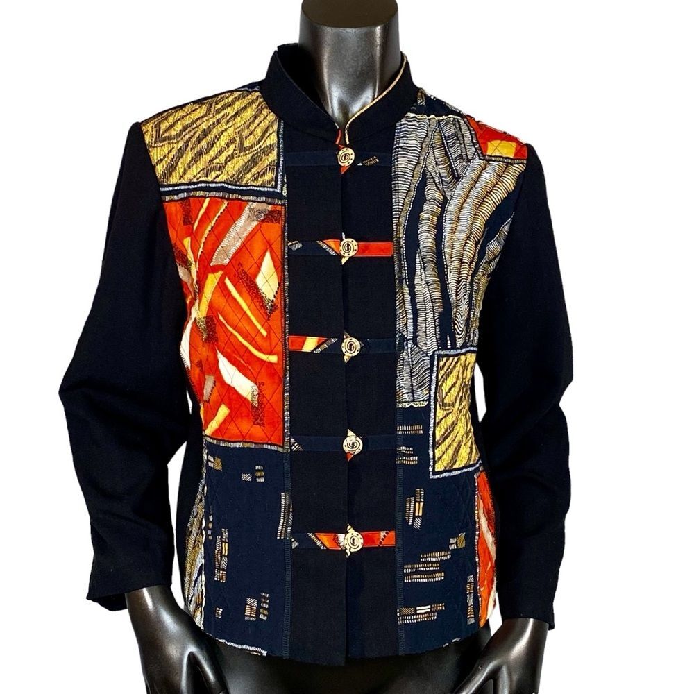Nancy Bolen Vintage Blazer Patchwork Kimono Quilted Funky Pattern Size Medium